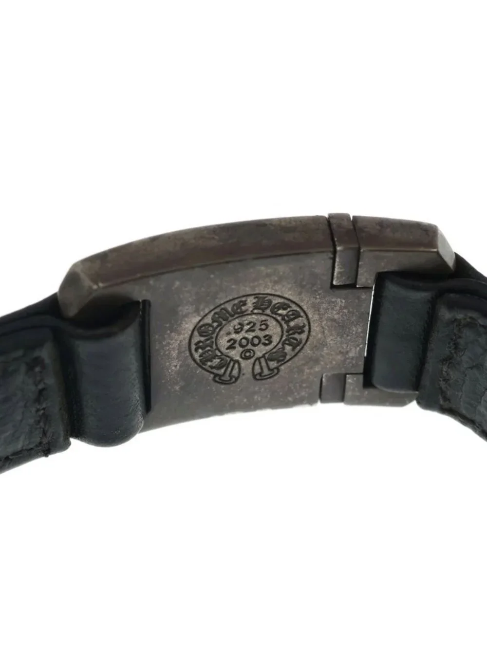 Chrome Hearts Harness Cross Box Leather Bracelet Silver Black